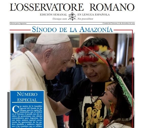 Edición especial del Osservatore Romano por el Sínodo de la Amazonía