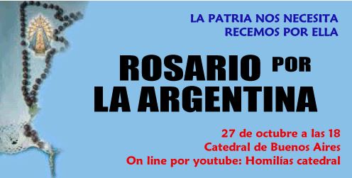 Se celebrarán misas y rosarios por la Argentina