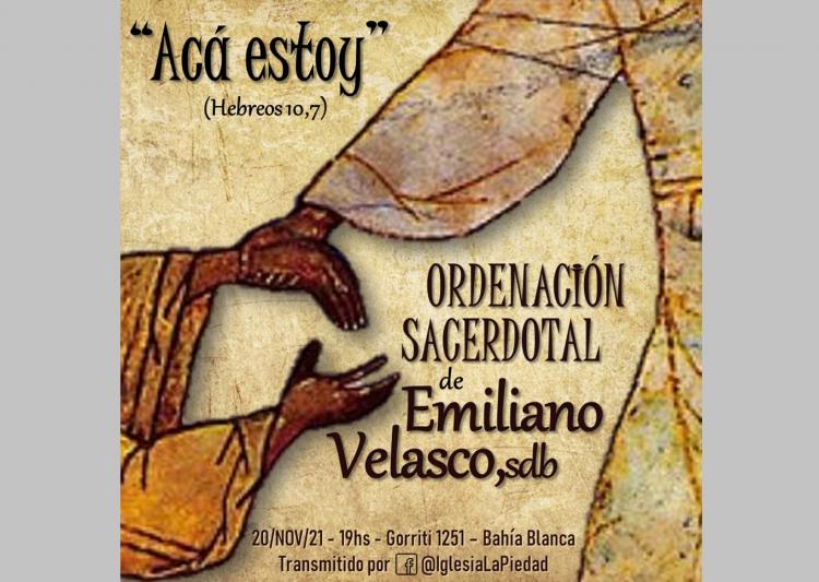 El salesiano Emiliano Velasco será ordenado sacerdote
