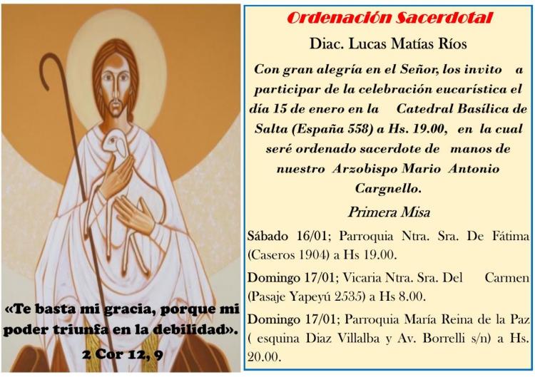 La arquidiócesis de Salta tendrá un nuevo sacerdote