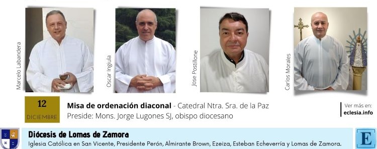 La diócesis de Lomas de Zamora tendrá cuatro nuevos diáconos permanentes