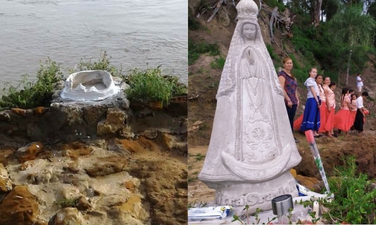 La imagen vandalizada de la Virgen de Itatí fue repuesta por la comunidad