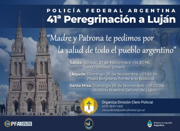 La Policía Federal Argentina hará su 41ª peregrinación a Luján