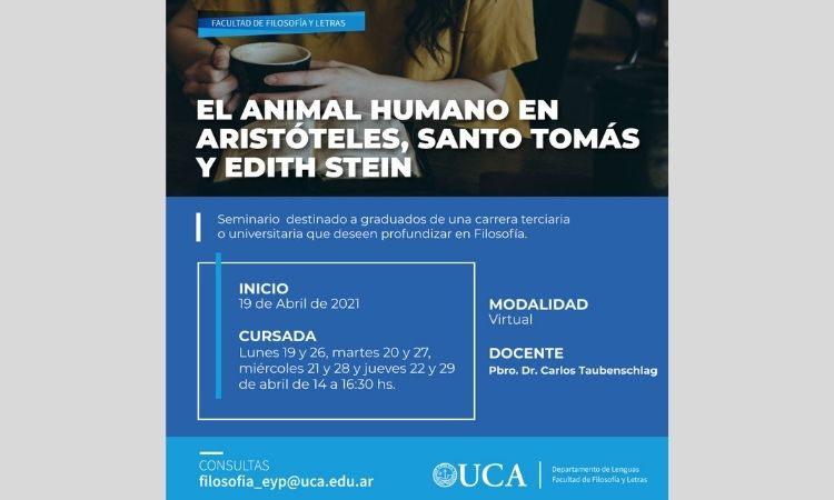 Seminario: "El animal humano en Aristóteles, Santo Tomás y Edith Stein"