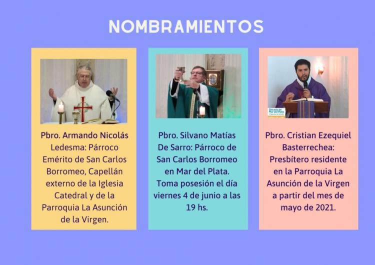 Mons. Mestre efectuó nombramientos para la diócesis de Mar del Plata