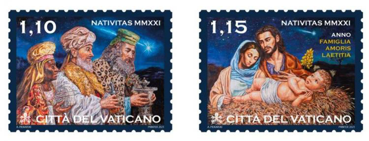 Reyes Magos con rostros de pobres de Roma, en los sellos de Navidad