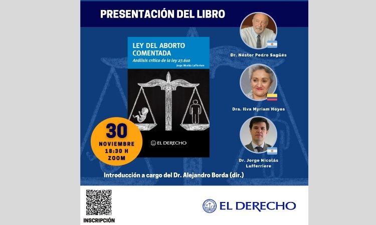 Se presentará el libro "Ley del aborto comentada" de Nicolás Lafferriere