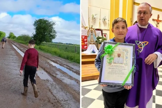 Bendición papal para un niño que caminó 11 km en el barro para ser confirmado