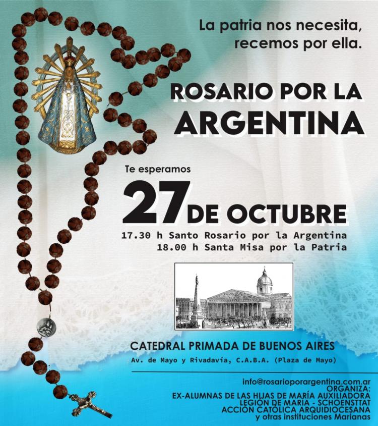 Se inician los preparativos para el rezo del Rosario por la Argentina de este año