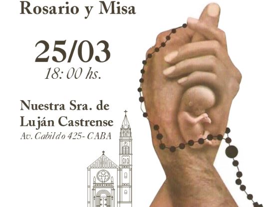El Rosario por la Vida se rezará este año en la parroquia de Luján castrense