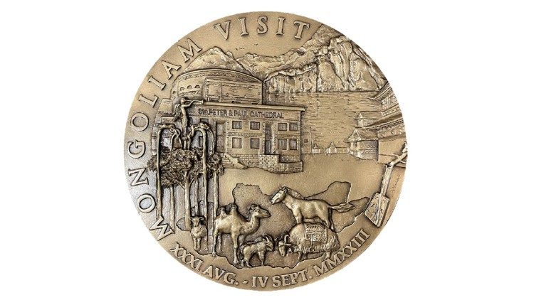 Medalla conmemorativa que regaló el Papa a las autoridades de Mongolia