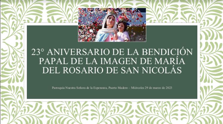Aniversario de la bendición de una imagen de la Virgen de San Nicolás
