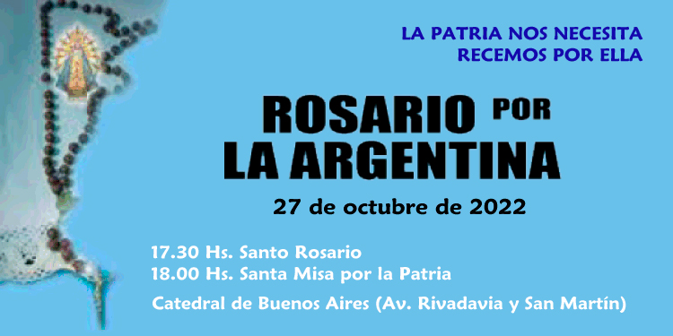 Rosario por la Argentina, se reza el 27 de octubre en todo el país